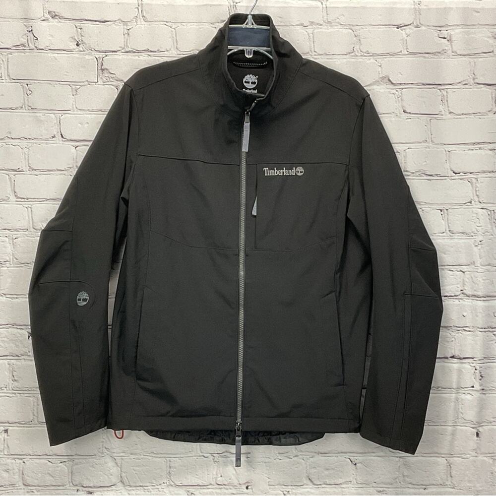 Timberland Jacket Men's Size S Black Full Zip Fleece Lined Zip Pockets Logo